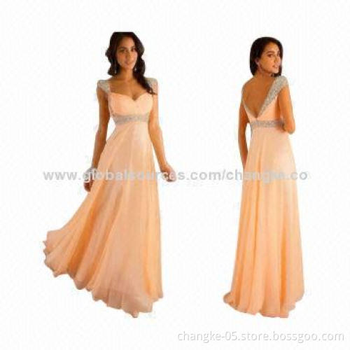 Prom dresses, deep V open back, sequins shoulder